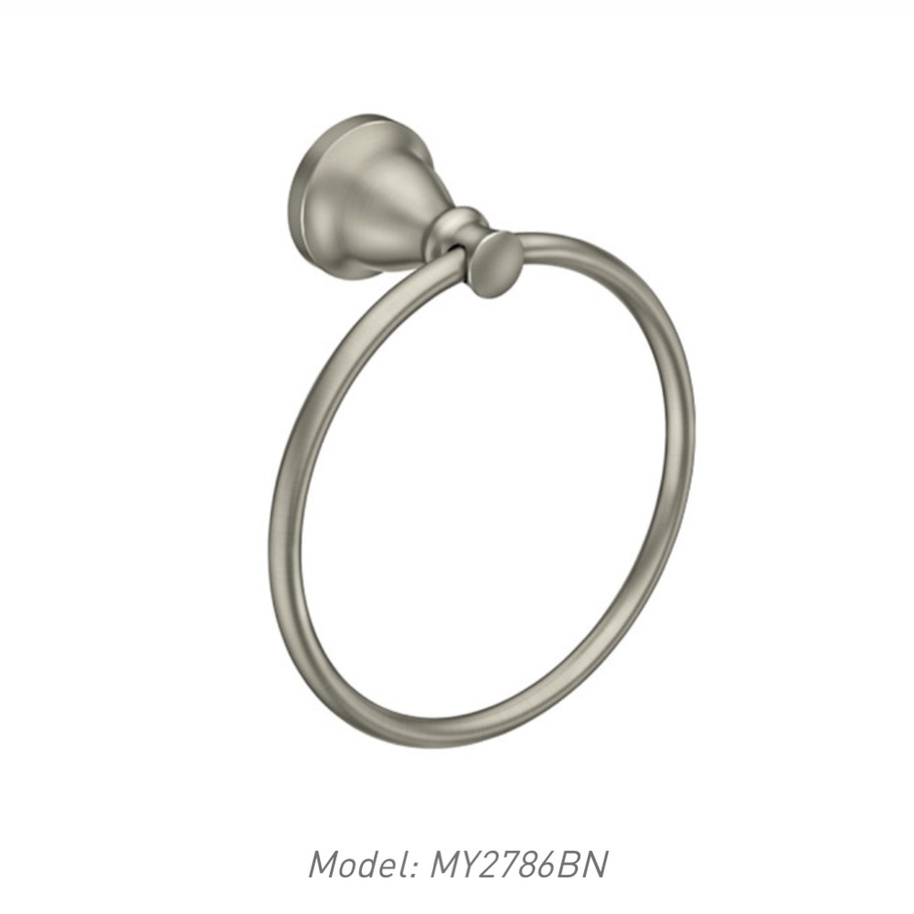 Moen Hilliard Brushed Nickel Towel Ring. Model: MY2786BN